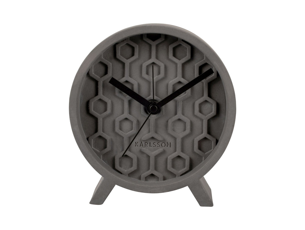 Karlsson Alarm clock Honeycomb concrete dark grey