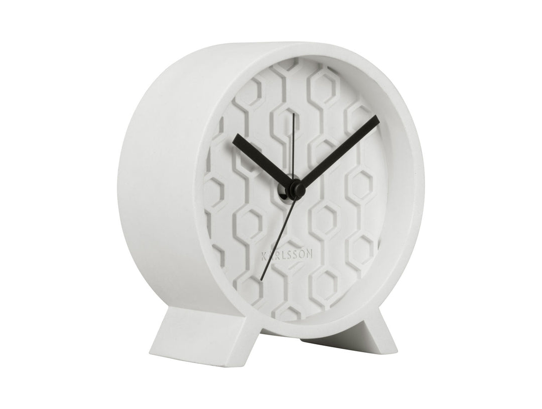 Karlsson Alarm clock Honeycomb concrete white