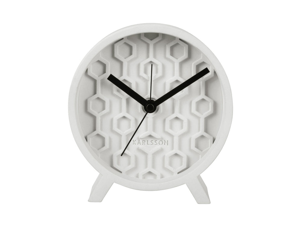 Karlsson Alarm clock Honeycomb concrete white