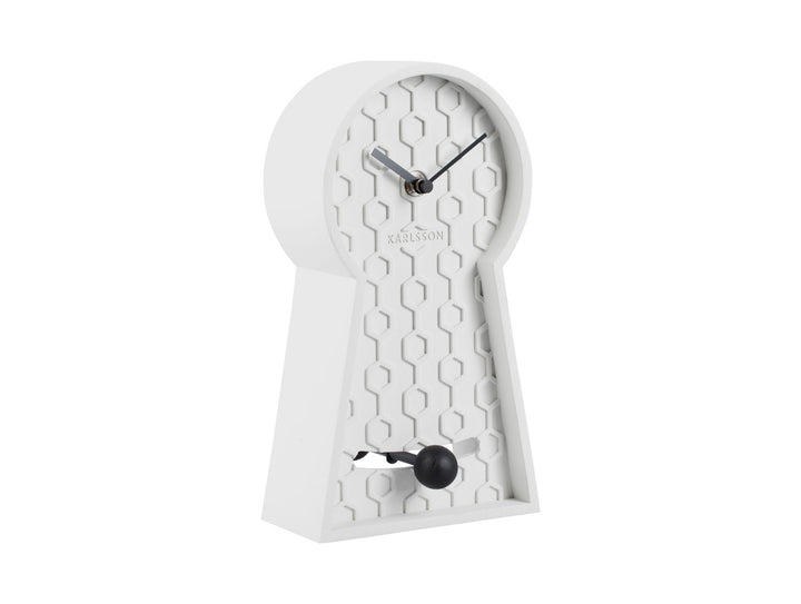 Karlsson Table clock Honeycomb Pendulum concrete white