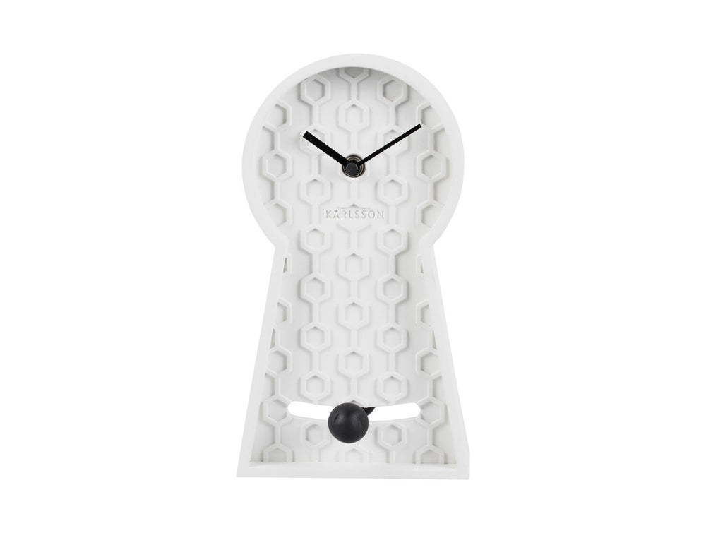 Karlsson Table clock Honeycomb Pendulum concrete white