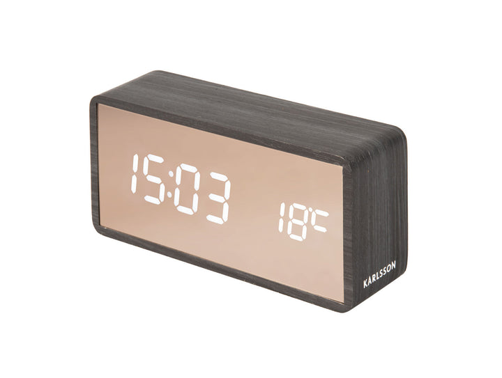 Karlsson Alarm clock Copper Mirror LED black wood veneer