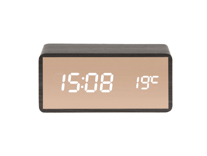 Karlsson Alarm clock Copper Mirror LED black wood veneer