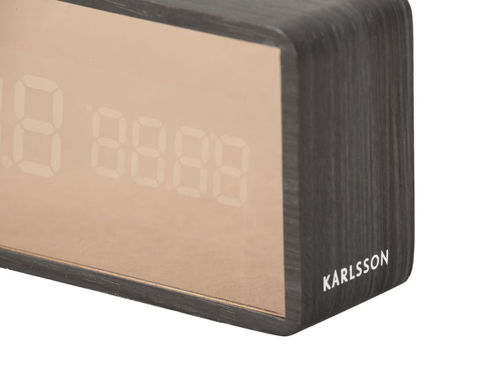 Karlsson Alarm clock Copper Mirror LED black wood veneer