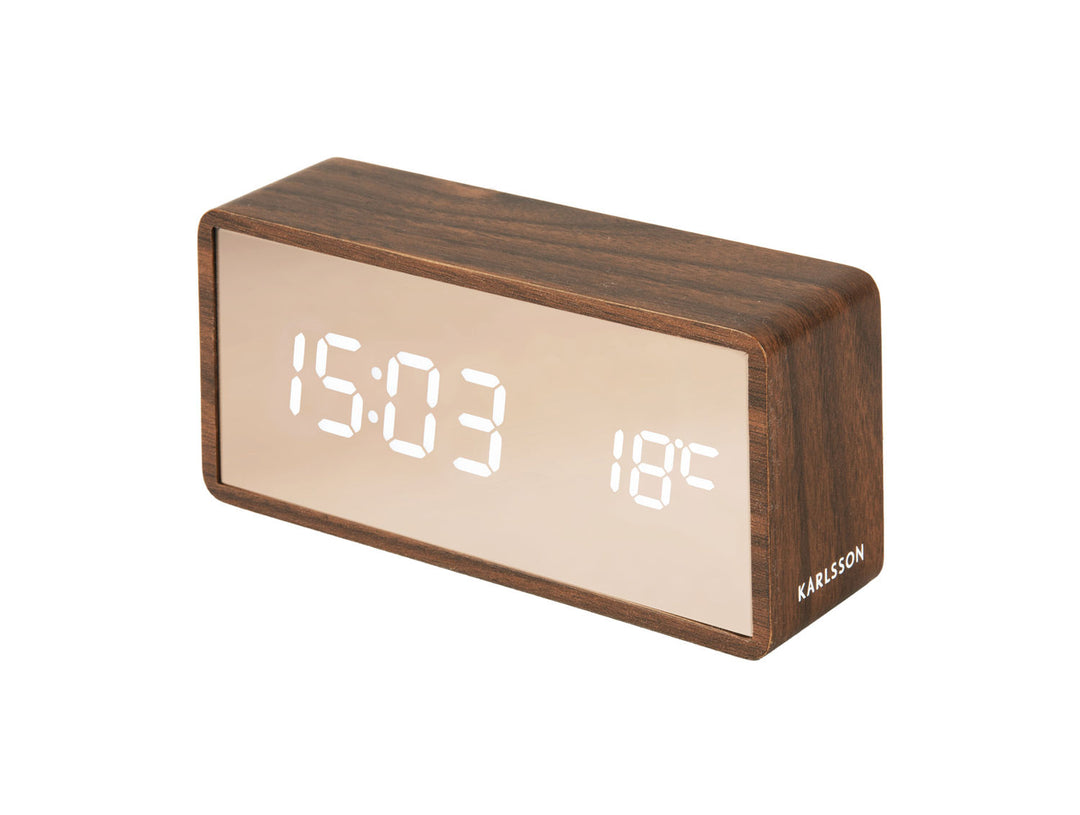 Karlsson Alarm clock Copper Mirror LED dark wood veneer