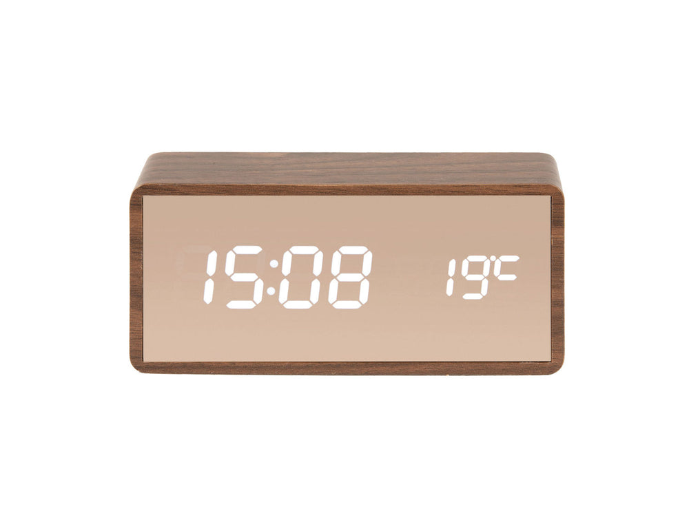 Karlsson Alarm clock Copper Mirror LED dark wood veneer