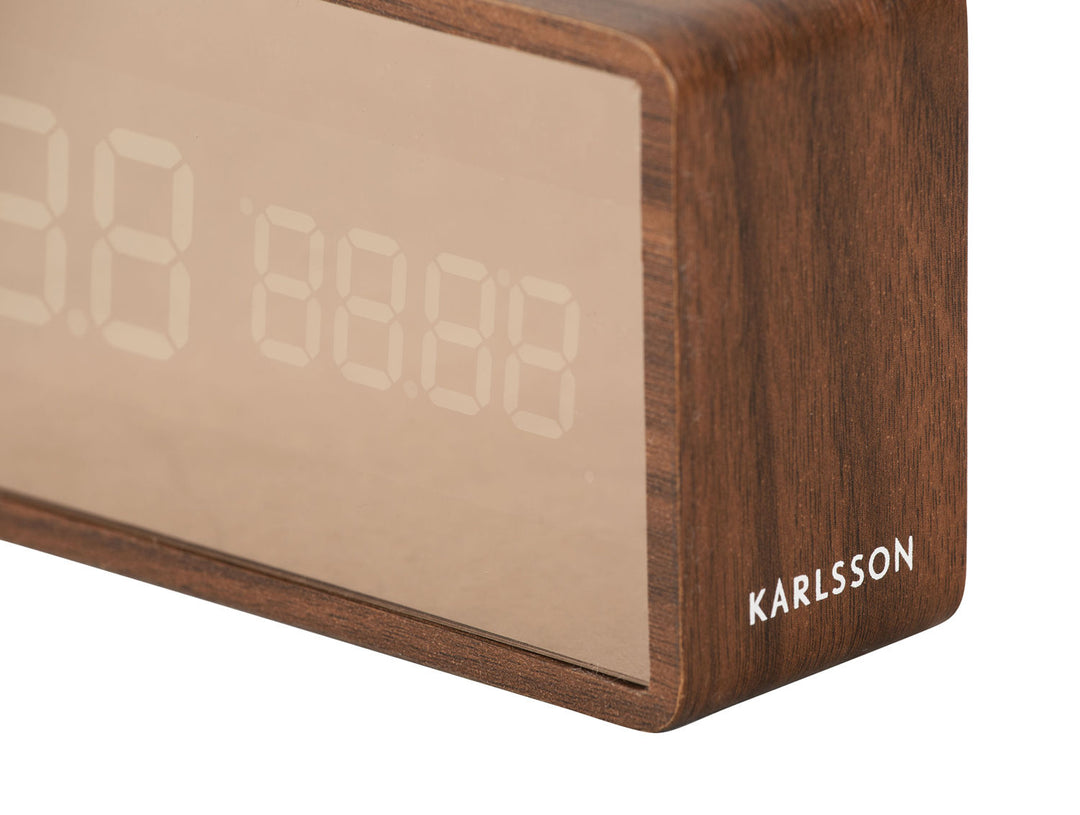 Karlsson Alarm clock Copper Mirror LED dark wood veneer