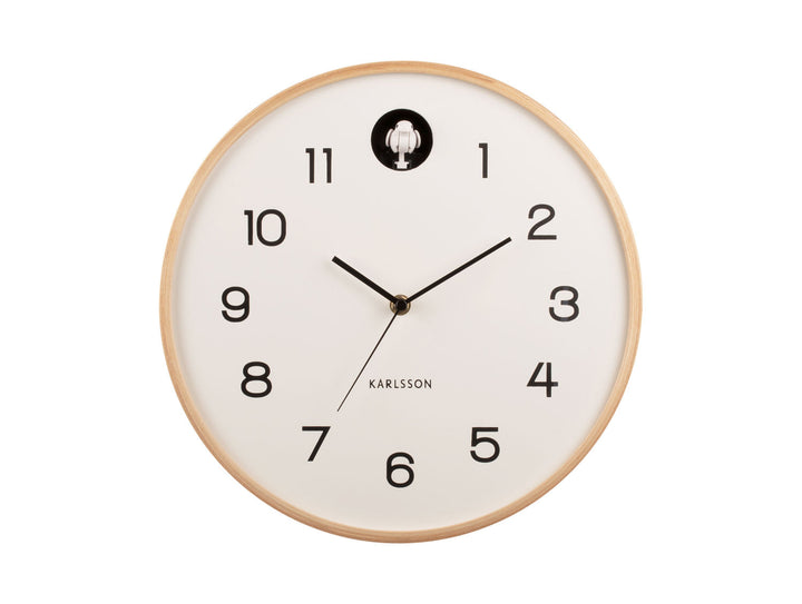 Karlsson Wall clock Natural Cuckoo birch wood white