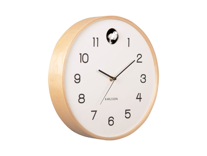 Karlsson Wall clock Natural Cuckoo birch wood white