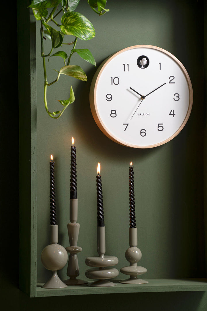 Karlsson Wall clock Natural Cuckoo birch wood white