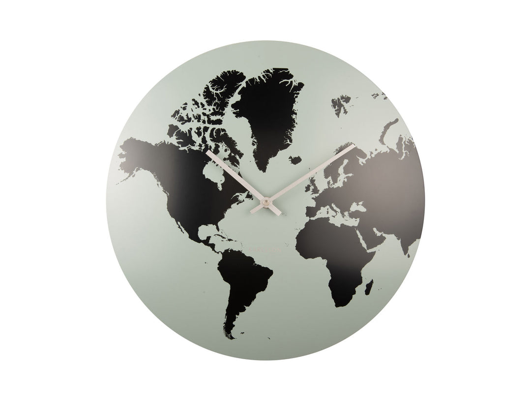 Karlsson Wall clock World Map iron grayed jade