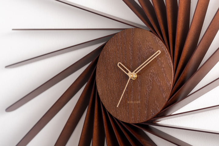 Karlsson Wall clock Helix XL dark wood veneer