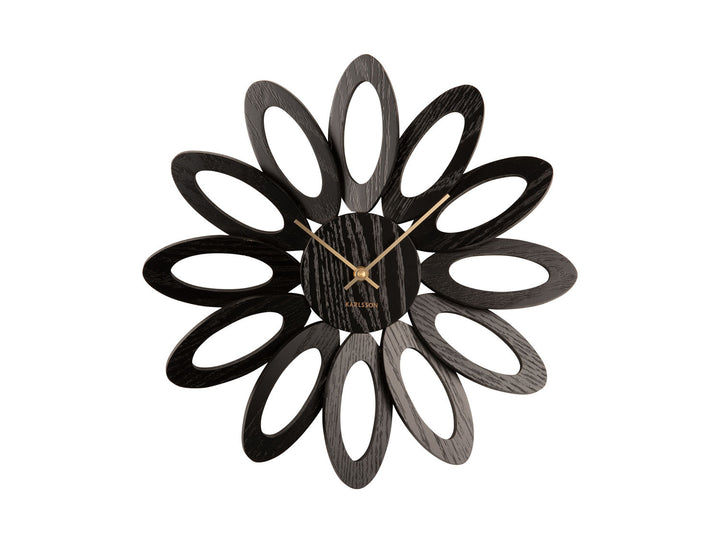 Karlsson Wall clock Fiore wood veneer black