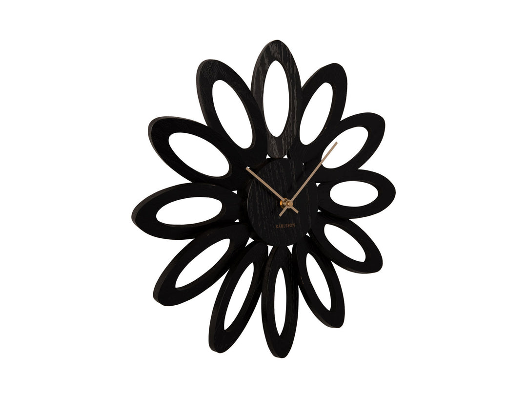 Karlsson Wall clock Fiore wood veneer black