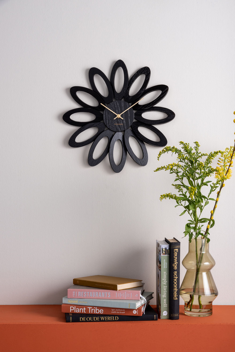 Karlsson Wall clock Fiore wood veneer black