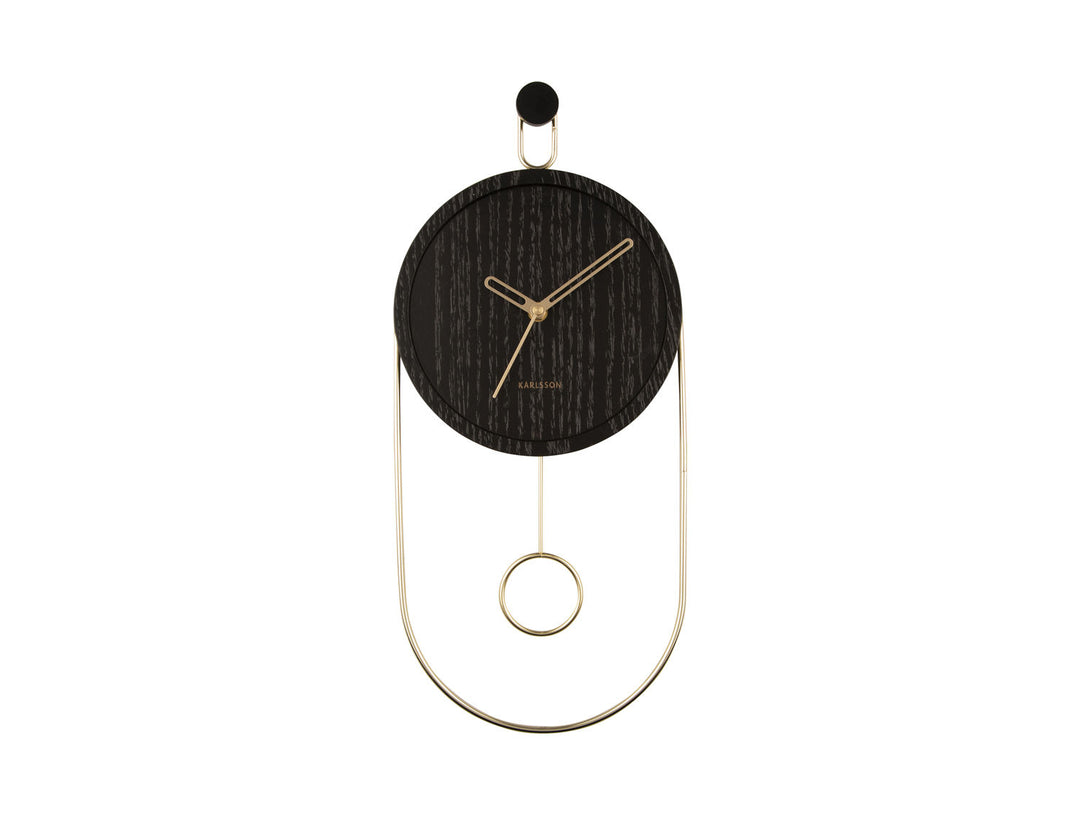 Karlsson Wall clock Swing pendulum wood veneer black