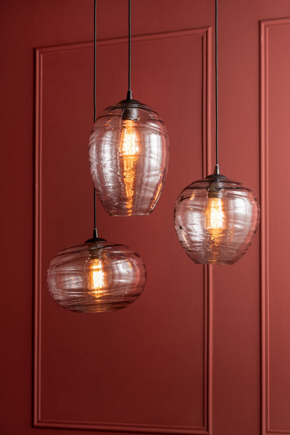 Leitmotiv Pendant lamp Glamour Cone glass grey