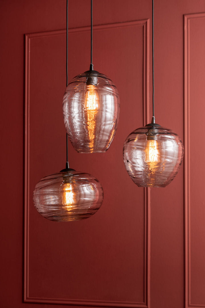 Leitmotiv Pendant lamp Glamour Cone glass grey