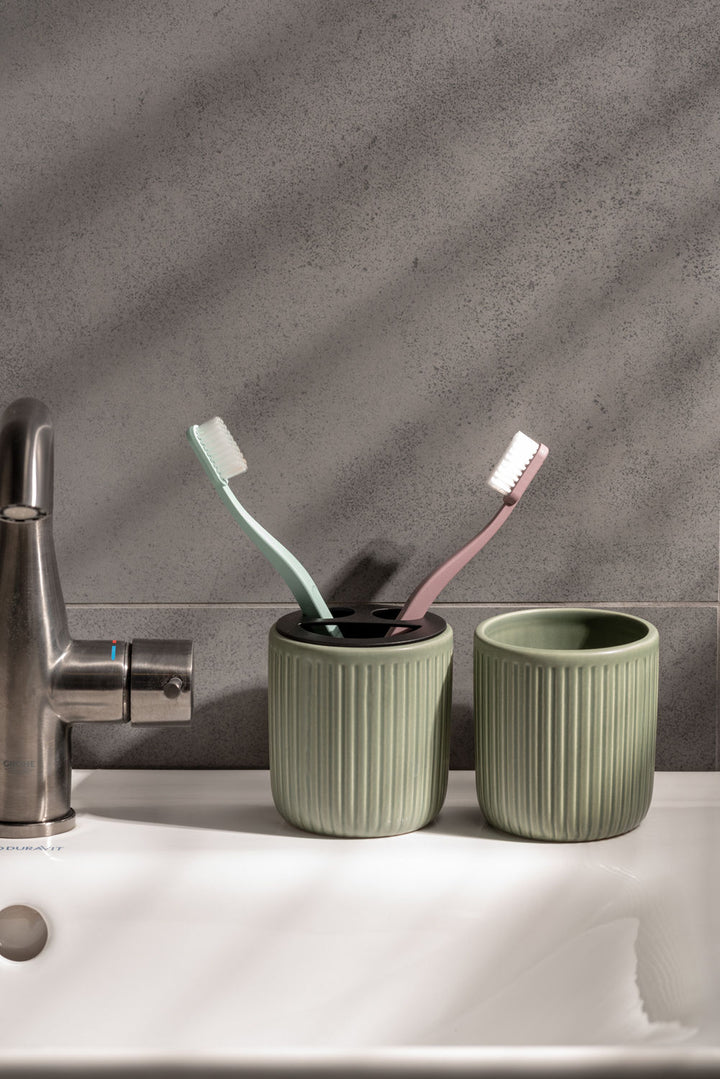 present time Bathroom set Neat ceramic grayed jade