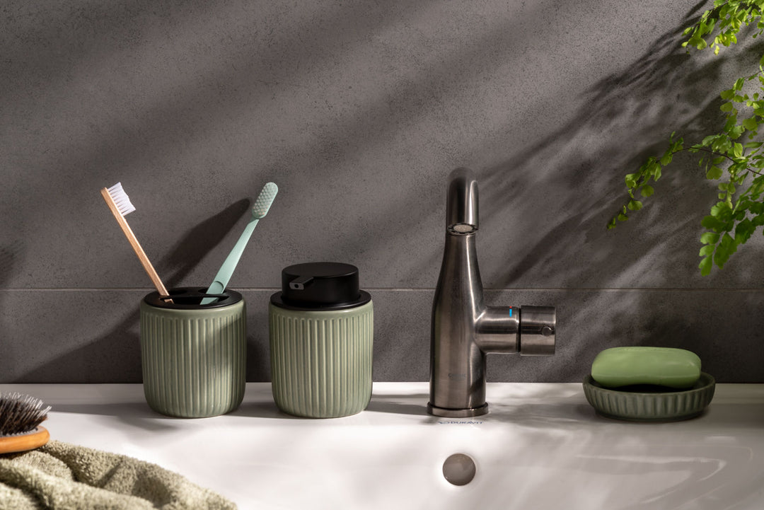 present time Bathroom set Neat ceramic grayed jade