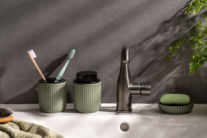 present time Bathroom set Neat ceramic grayed jade