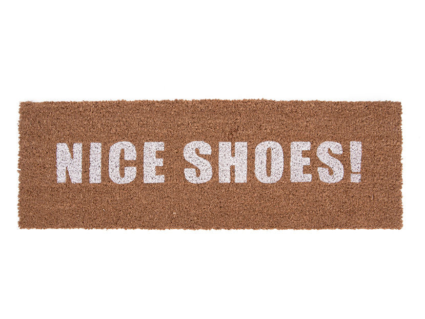 present time Doormat Nice Shoes white coir