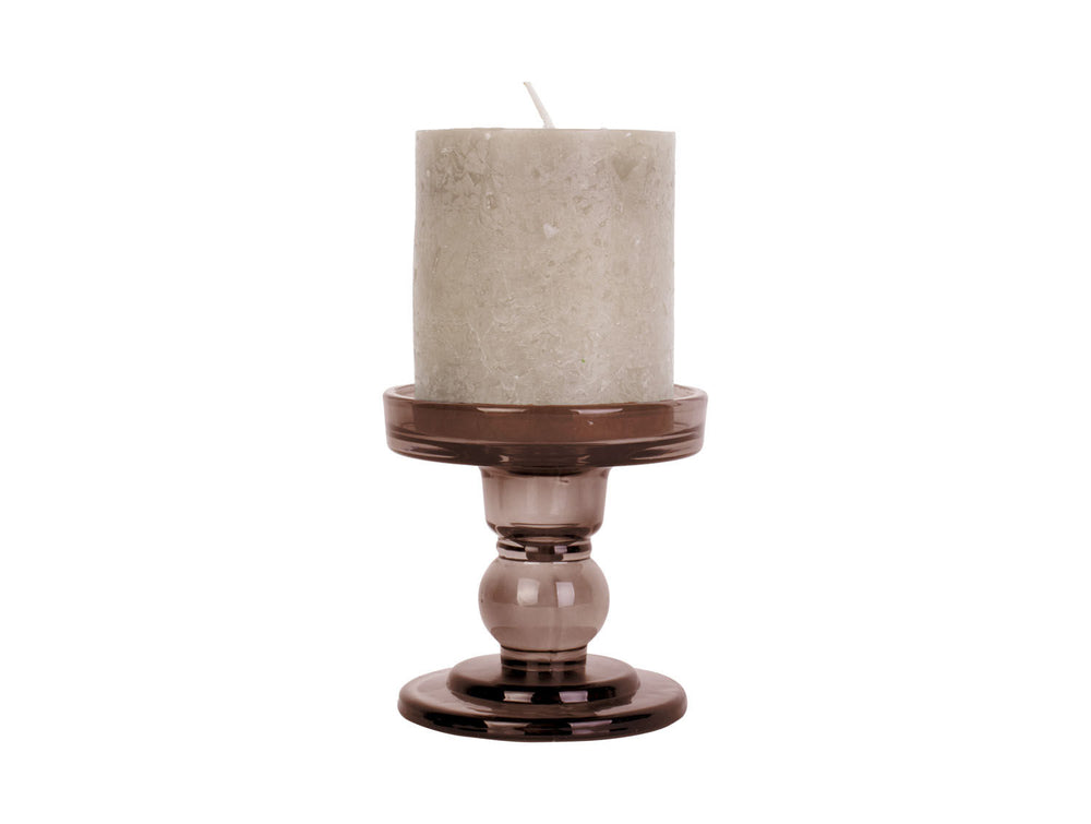 present time Candle holder Glass Art glass chocolate brown