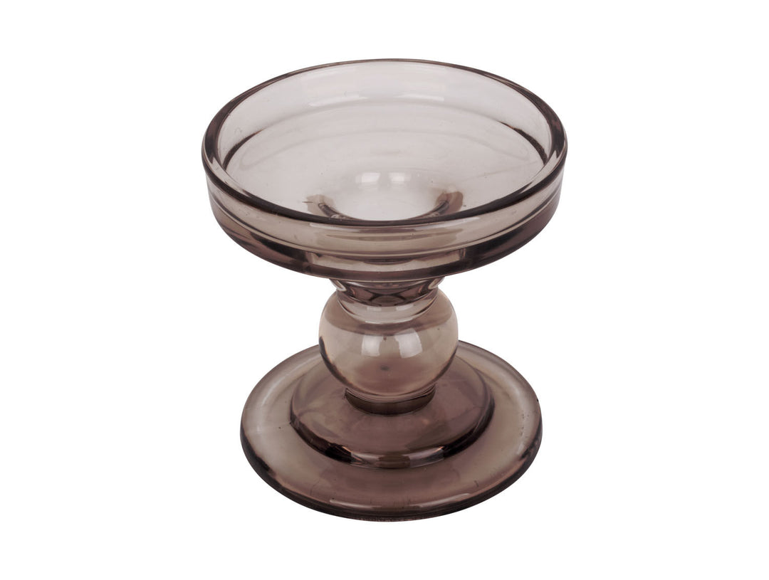 present time Candle holder Glass Art glass chocolate brown