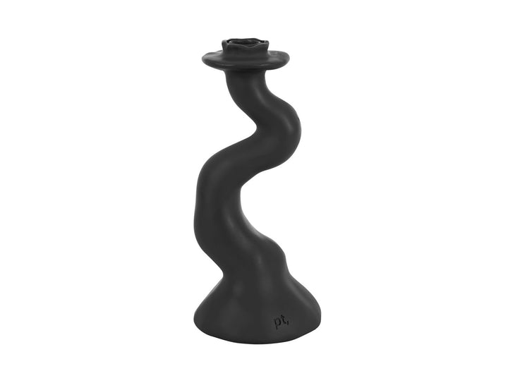 present time Candle holder Organic Swirl medium polyresin black