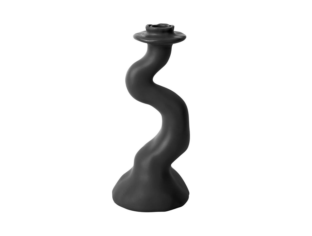 present time Candle holder Organic Swirl medium polyresin black