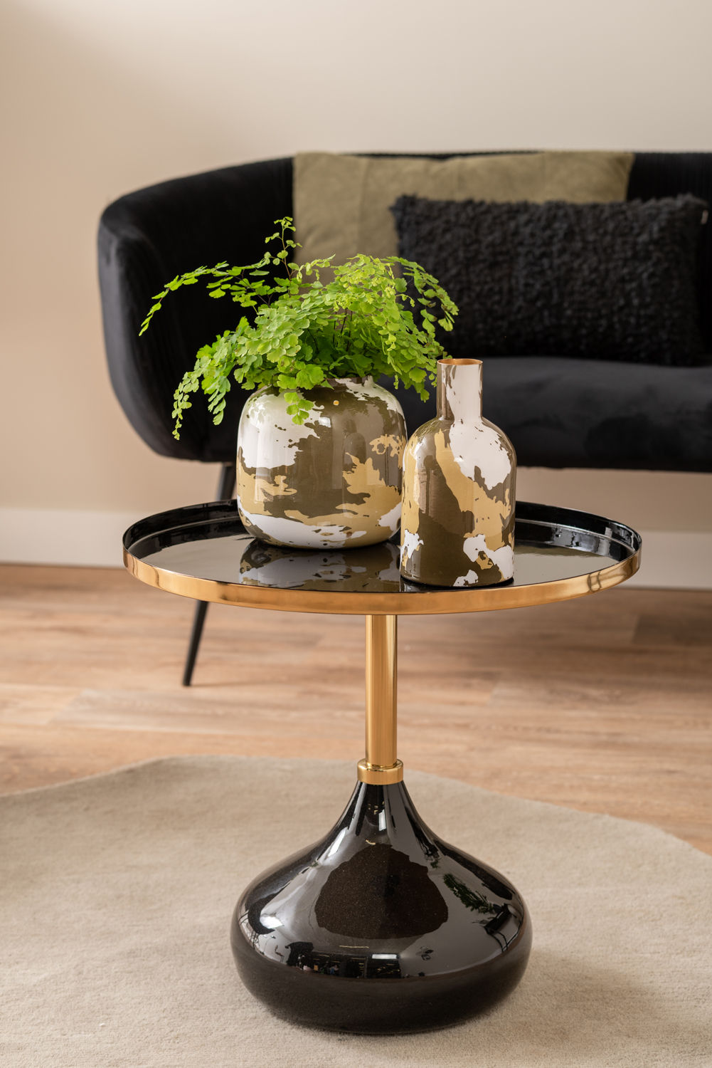 Leitmotiv Side table Mila iron enamel large black