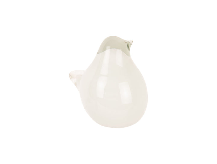 present time Statue Fat Bird medium glass white