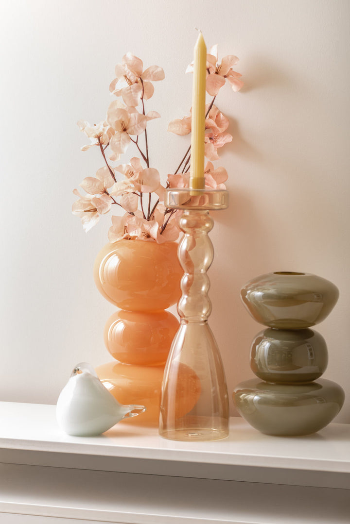 present time Statue Fat Bird medium glass white