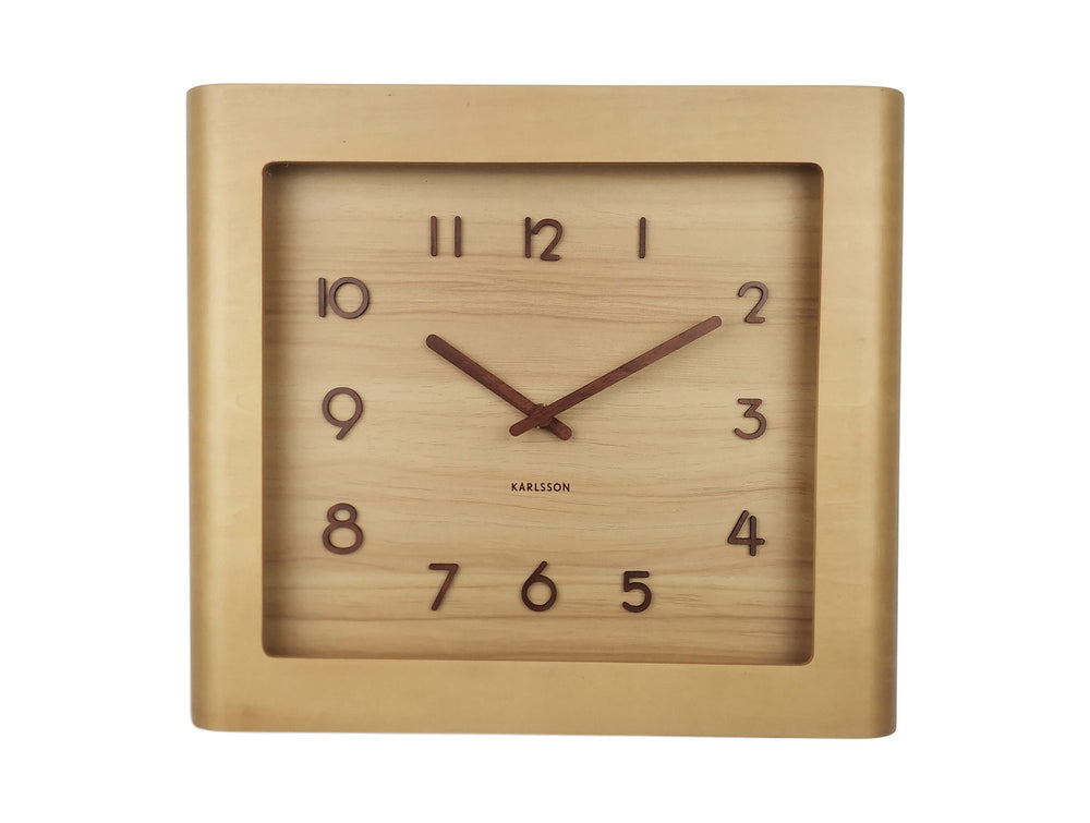 Karlsson Wall clock Sole squared frame light basswood