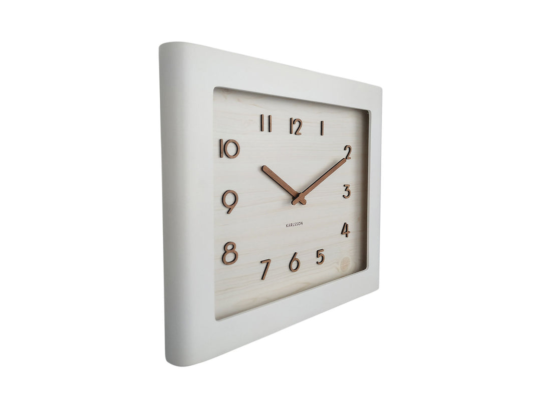 Karlsson Wall clock Sole squared frame basswood white