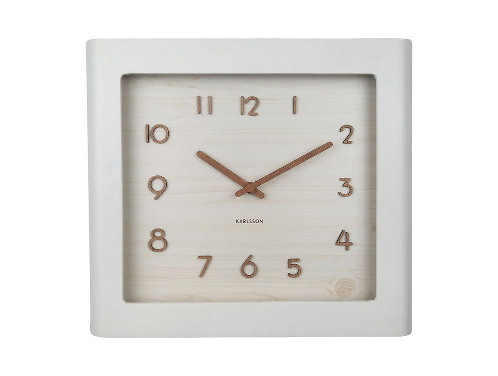 Karlsson Wall clock Sole squared frame basswood white