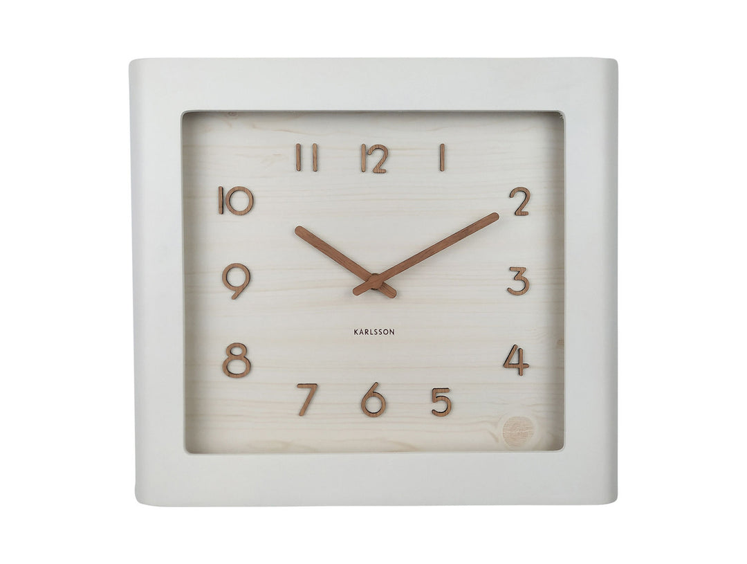 Karlsson Wall clock Sole squared frame basswood white