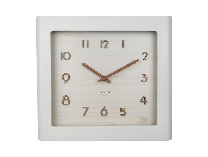 Karlsson Wall clock Sole squared frame basswood white