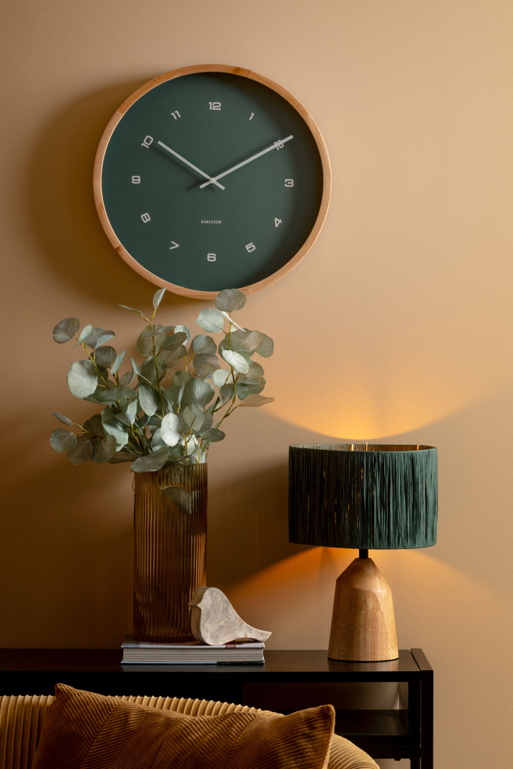 Karlsson Wall clock Modesta light wood jungle green