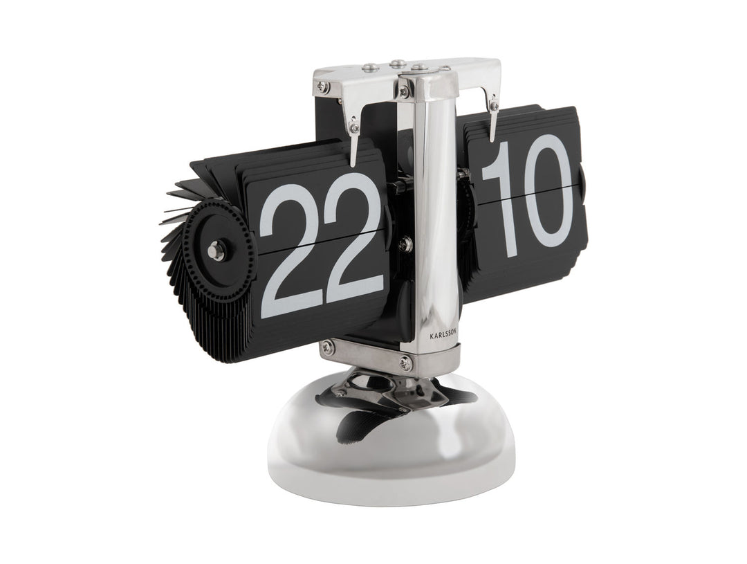 Karlsson Table clock Small Flip chrome with black flips