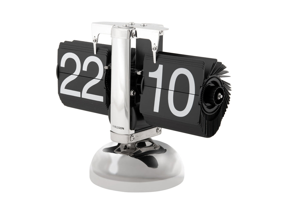 Karlsson Table clock Small Flip chrome with black flips