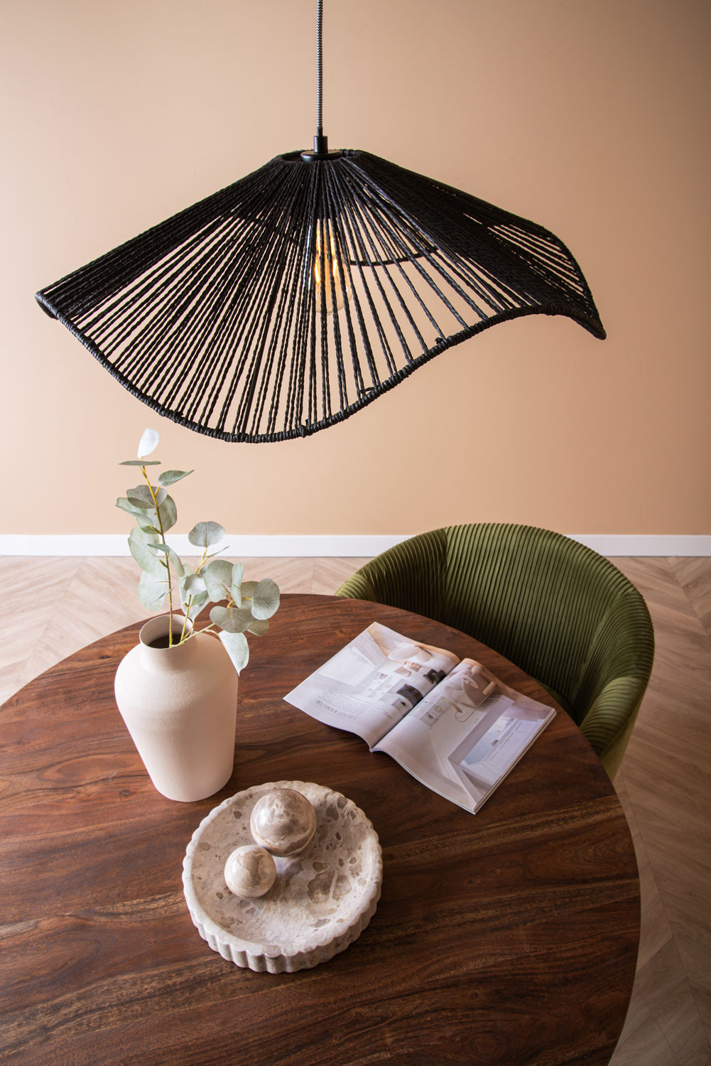 Leitmotiv Pendant lamp Sombra paper rope black