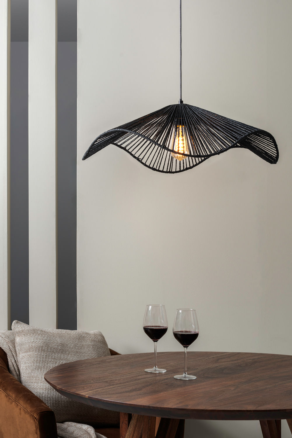 Leitmotiv Pendant lamp Sombra paper rope black