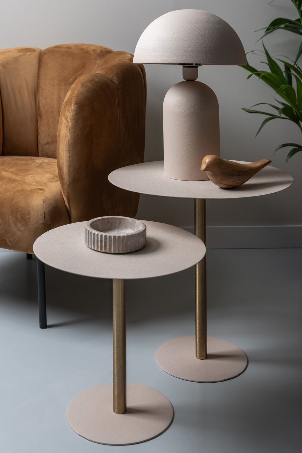 Leitmotiv Side table Dex large iron textured warm grey