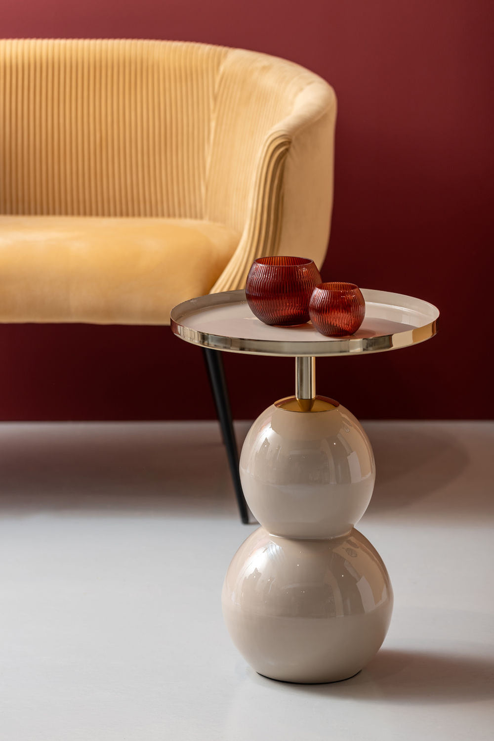 Leitmotiv Side table Nora iron enamel warm grey
