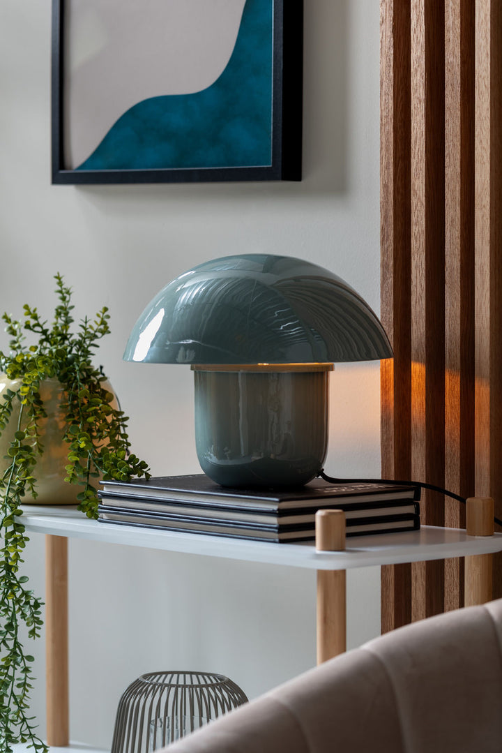Leitmotiv Table lamp Fat Mushroom enamel misty blue