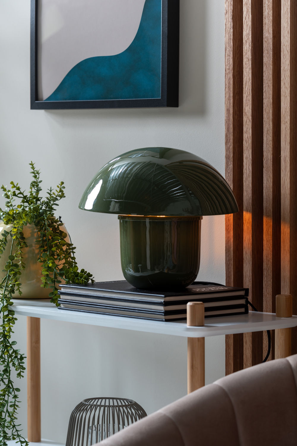 Leitmotiv Table lamp Fat Mushroom enamel jungle green