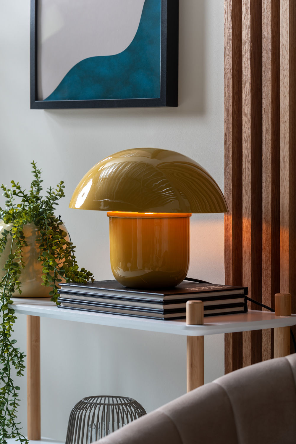 Leitmotiv Table lamp Fat Mushroom enamel honey yellow