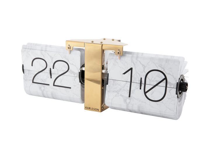 Karlsson Flip clock No Case marble white, gold stand