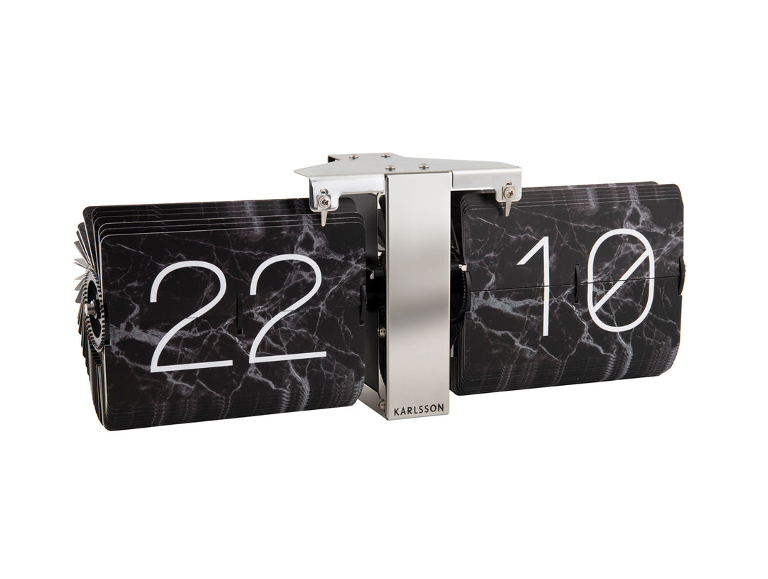 Karlsson Flip clock No Case marble black, chrome stand